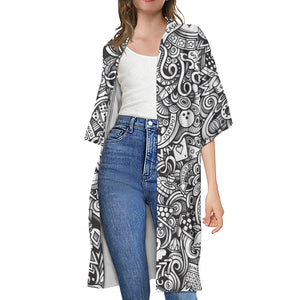 Cartoon Casino Card Pattern Print Open Front Beach Cover Up