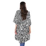 Cartoon Casino Card Pattern Print Open Front Beach Cover Up