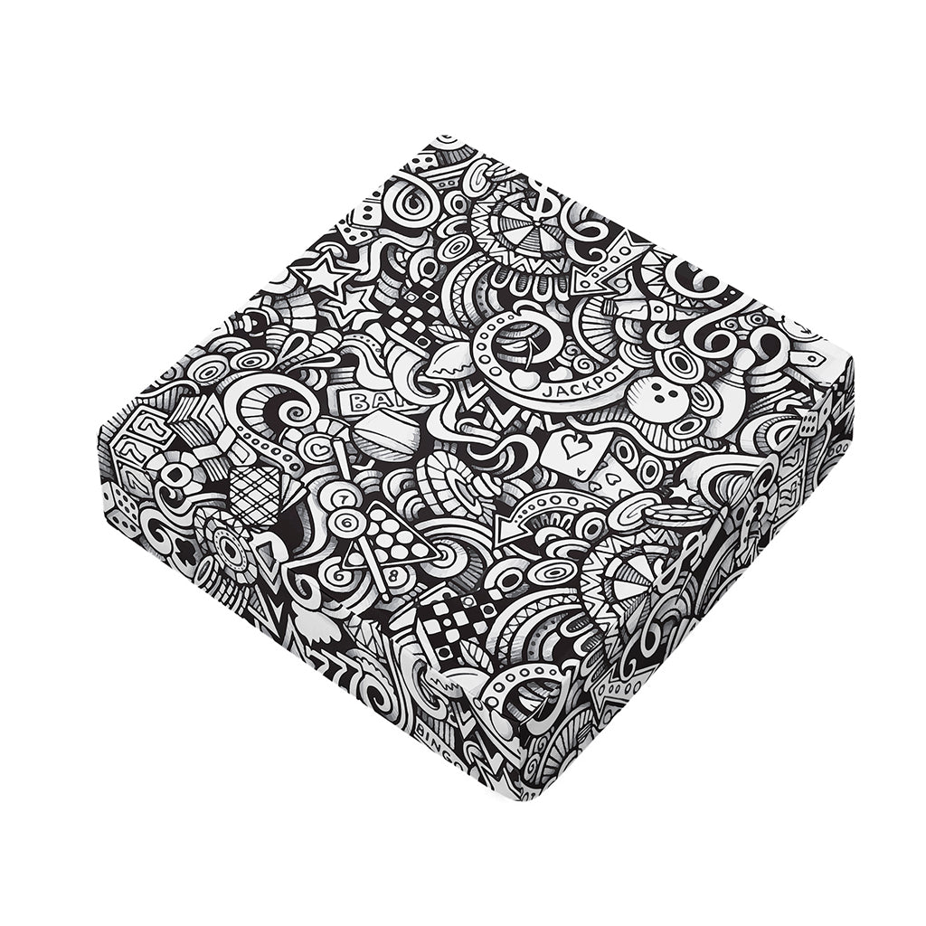 Cartoon Casino Card Pattern Print Outdoor Seat Cushion Cover