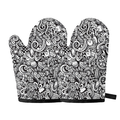 Cartoon Casino Card Pattern Print Oven Mitts