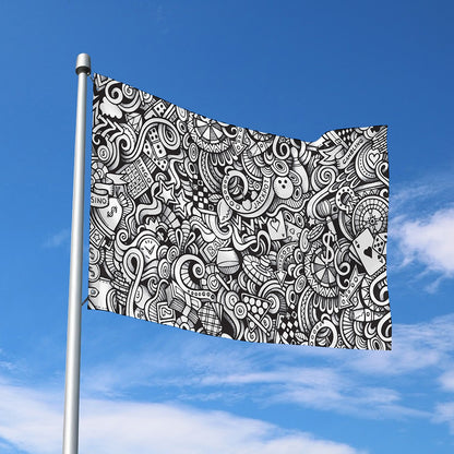 Cartoon Casino Card Pattern Print Polyester Flag