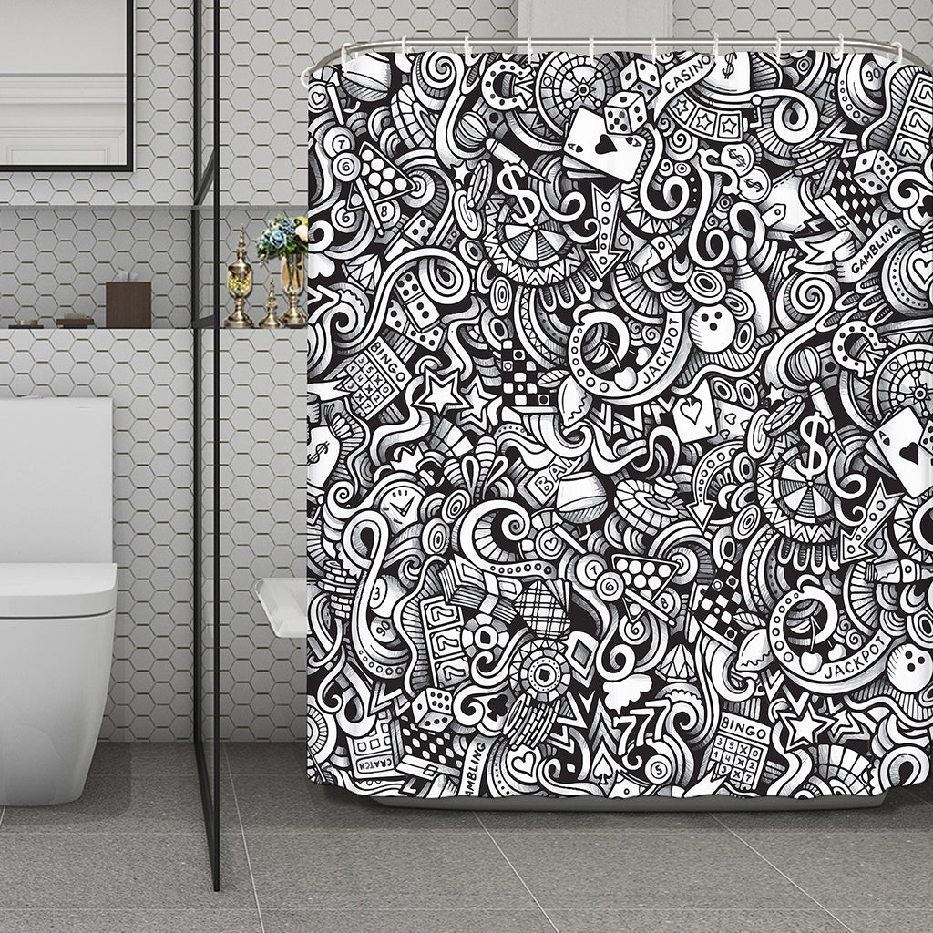 Cartoon Casino Card Pattern Print Polyester Shower Curtain