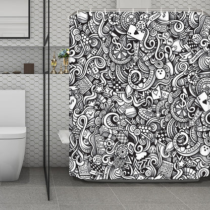 Cartoon Casino Card Pattern Print Polyester Shower Curtain