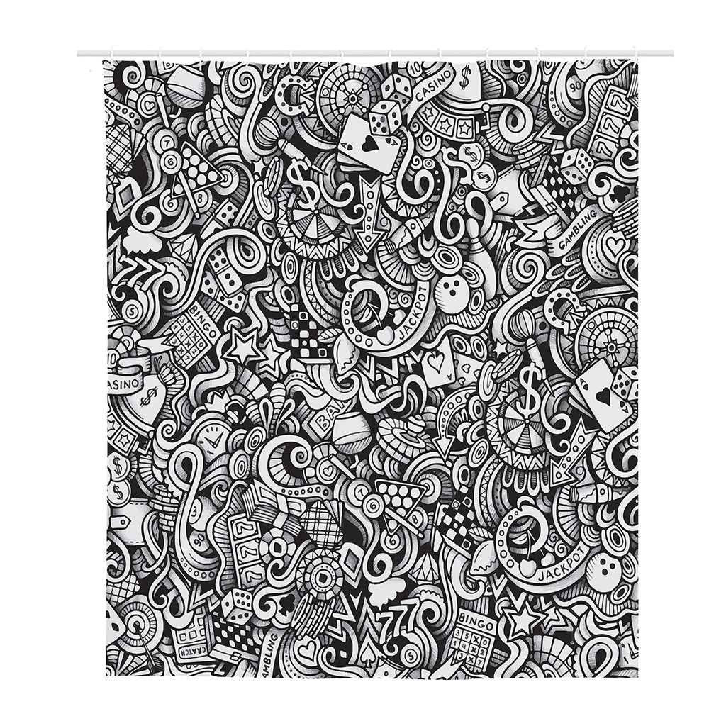 Cartoon Casino Card Pattern Print Polyester Shower Curtain