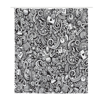 Cartoon Casino Card Pattern Print Polyester Shower Curtain