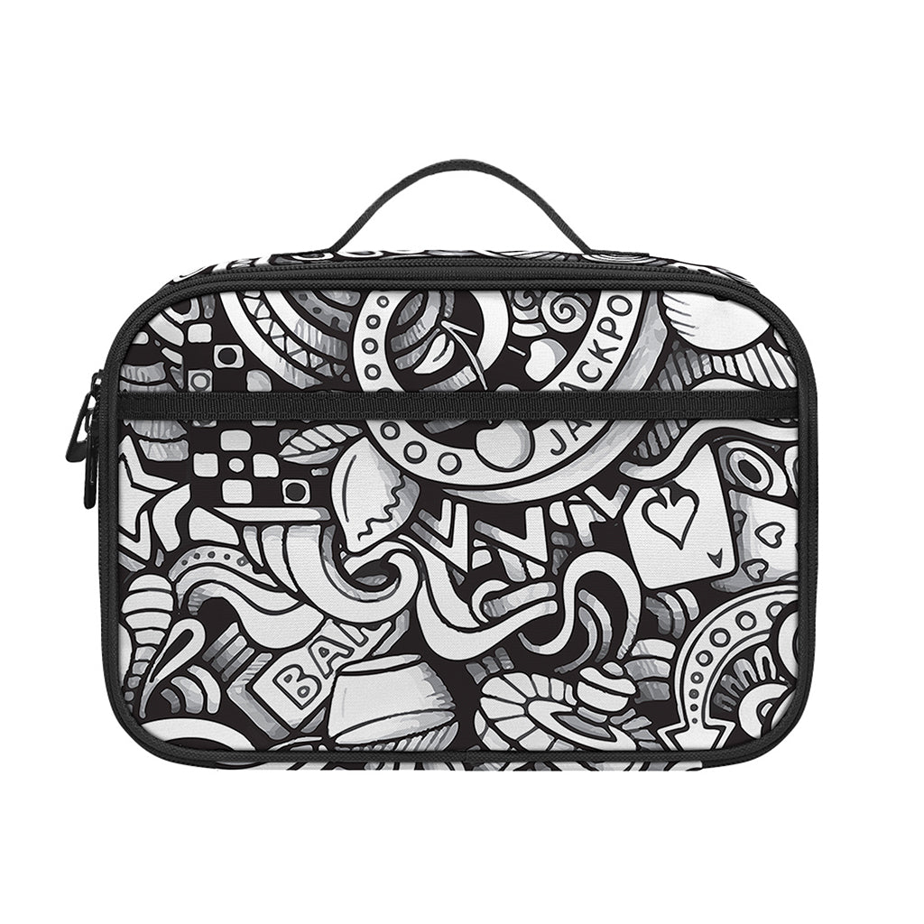 Cartoon Casino Card Pattern Print Portable Lunch Bag