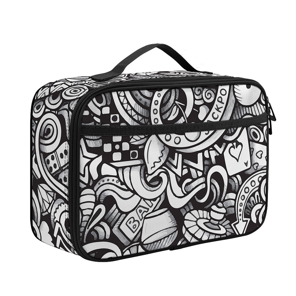 Cartoon Casino Card Pattern Print Portable Lunch Bag