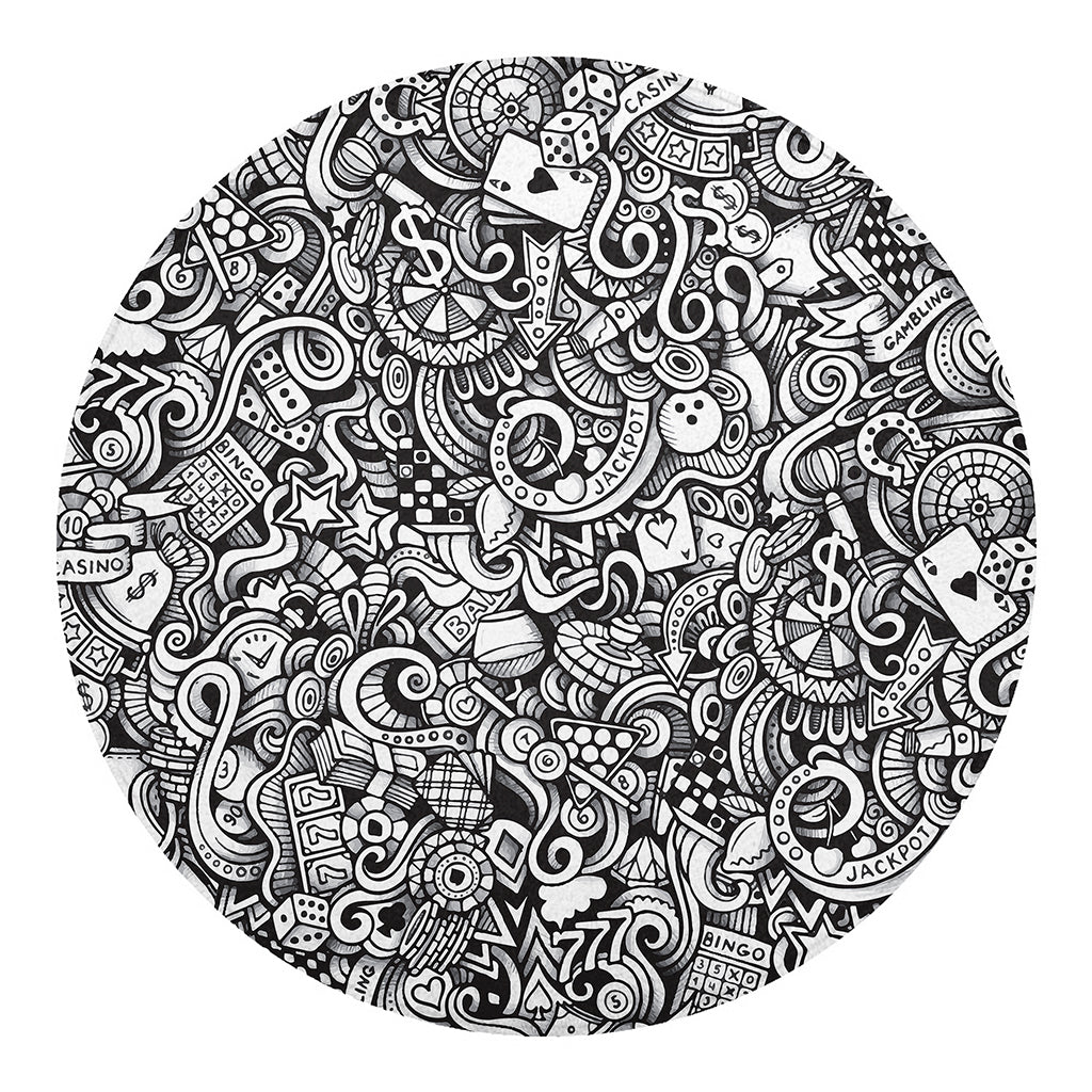 Cartoon Casino Card Pattern Print Round Blanket