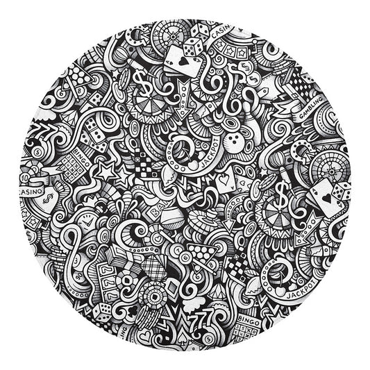 Cartoon Casino Card Pattern Print Round Blanket