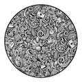 Cartoon Casino Card Pattern Print Round Floor Mat