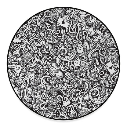 Cartoon Casino Card Pattern Print Round Floor Mat