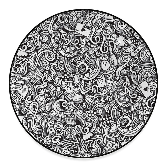 Cartoon Casino Card Pattern Print Round Floor Mat