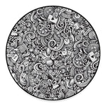 Cartoon Casino Card Pattern Print Round Floor Mat