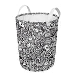 Cartoon Casino Card Pattern Print Round Laundry Basket