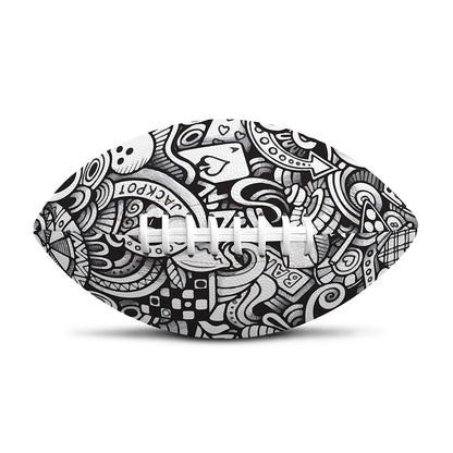 Cartoon Casino Card Pattern Print Rugby Ball