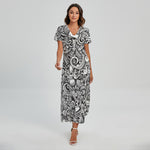 Cartoon Casino Card Pattern Print Short Sleeve Maxi Dress