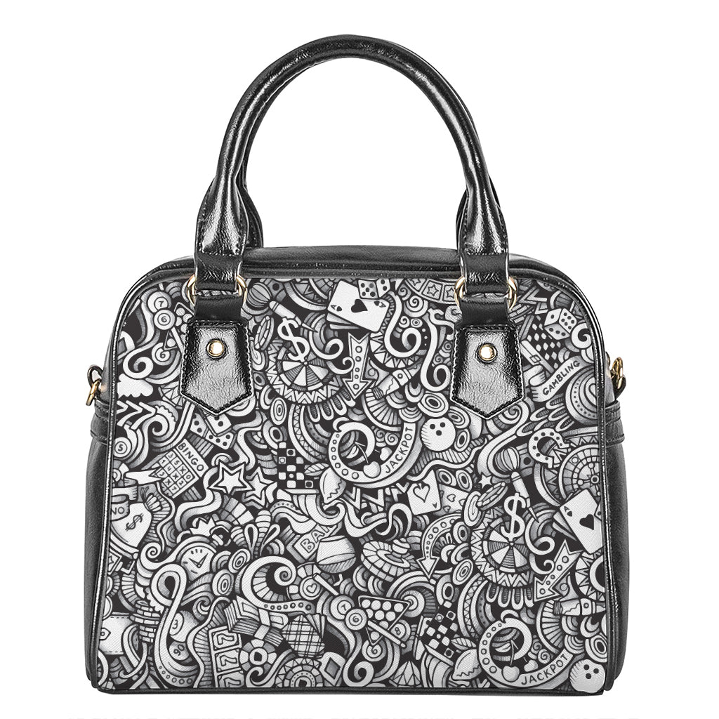 Cartoon Casino Card Pattern Print Shoulder Handbag