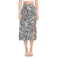Cartoon Casino Card Pattern Print Side Slit Midi Skirt