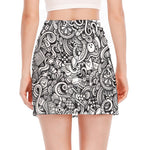 Cartoon Casino Card Pattern Print Side Slit Mini Skirt