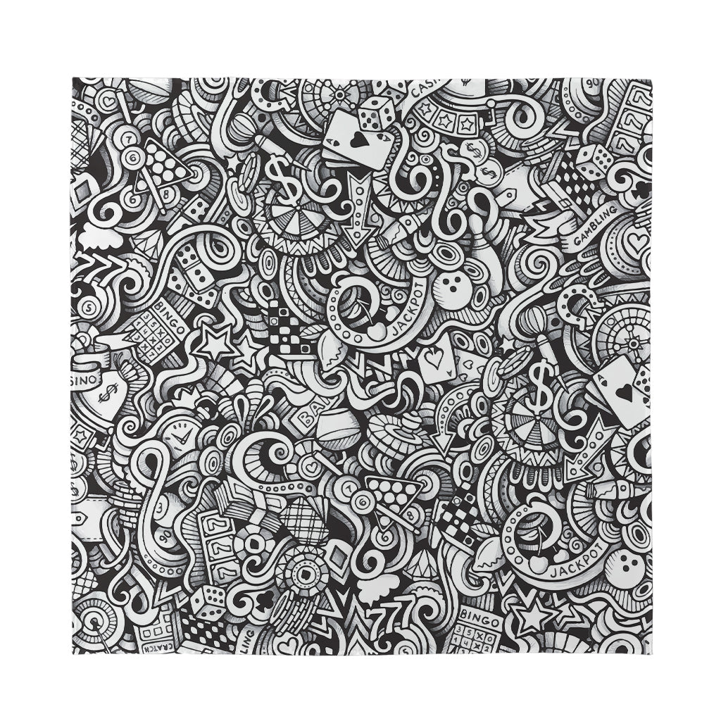 Cartoon Casino Card Pattern Print Silk Bandana