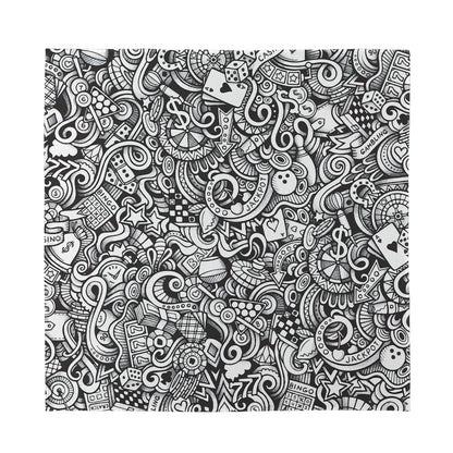 Cartoon Casino Card Pattern Print Silk Bandana