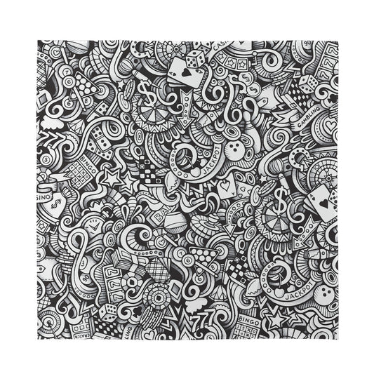 Cartoon Casino Card Pattern Print Silk Bandana