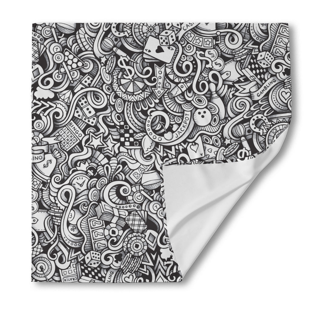 Cartoon Casino Card Pattern Print Silk Bandana