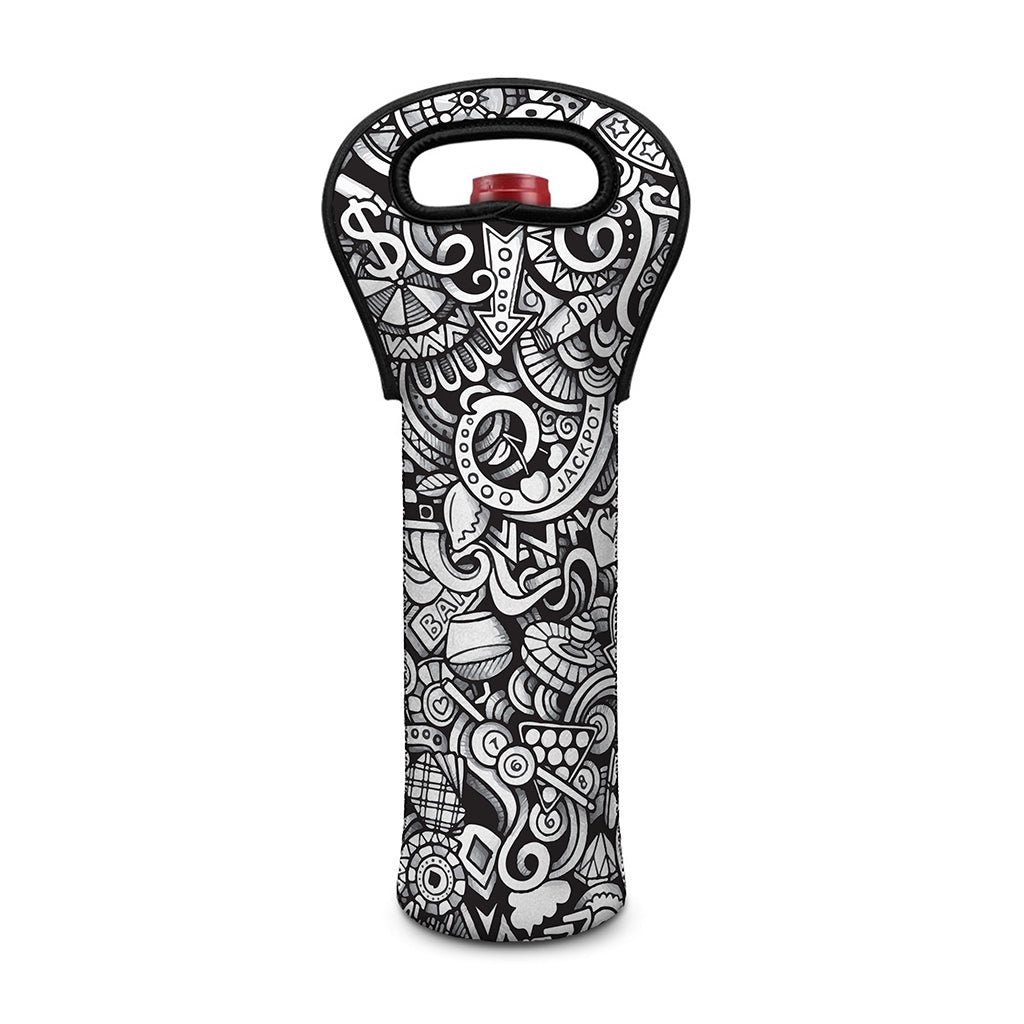 Cartoon Casino Card Pattern Print Single Neoprene Wine Tote