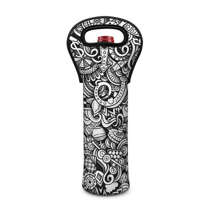 Cartoon Casino Card Pattern Print Single Neoprene Wine Tote