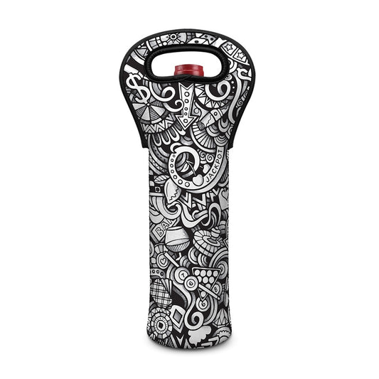 Cartoon Casino Card Pattern Print Single Neoprene Wine Tote