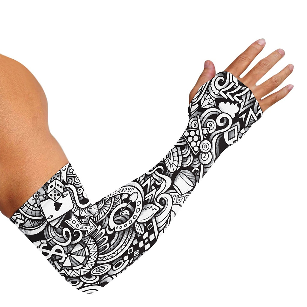 Cartoon Casino Card Pattern Print Sun Protection Arm Sleeves