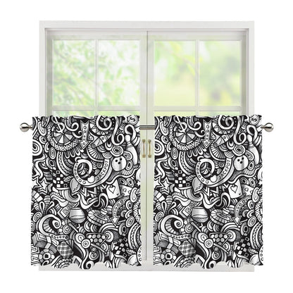 Cartoon Casino Card Pattern Print Tier Curtains