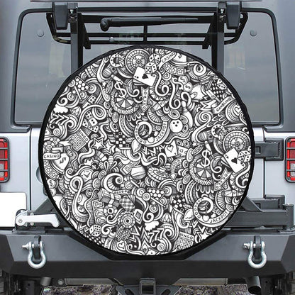 Cartoon Casino Card Pattern Print Tire Cover