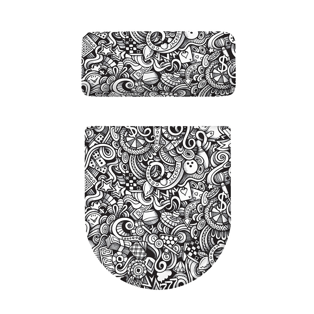 Cartoon Casino Card Pattern Print Toilet Lid And Tank Cover Set