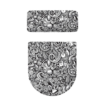 Cartoon Casino Card Pattern Print Toilet Lid And Tank Cover Set