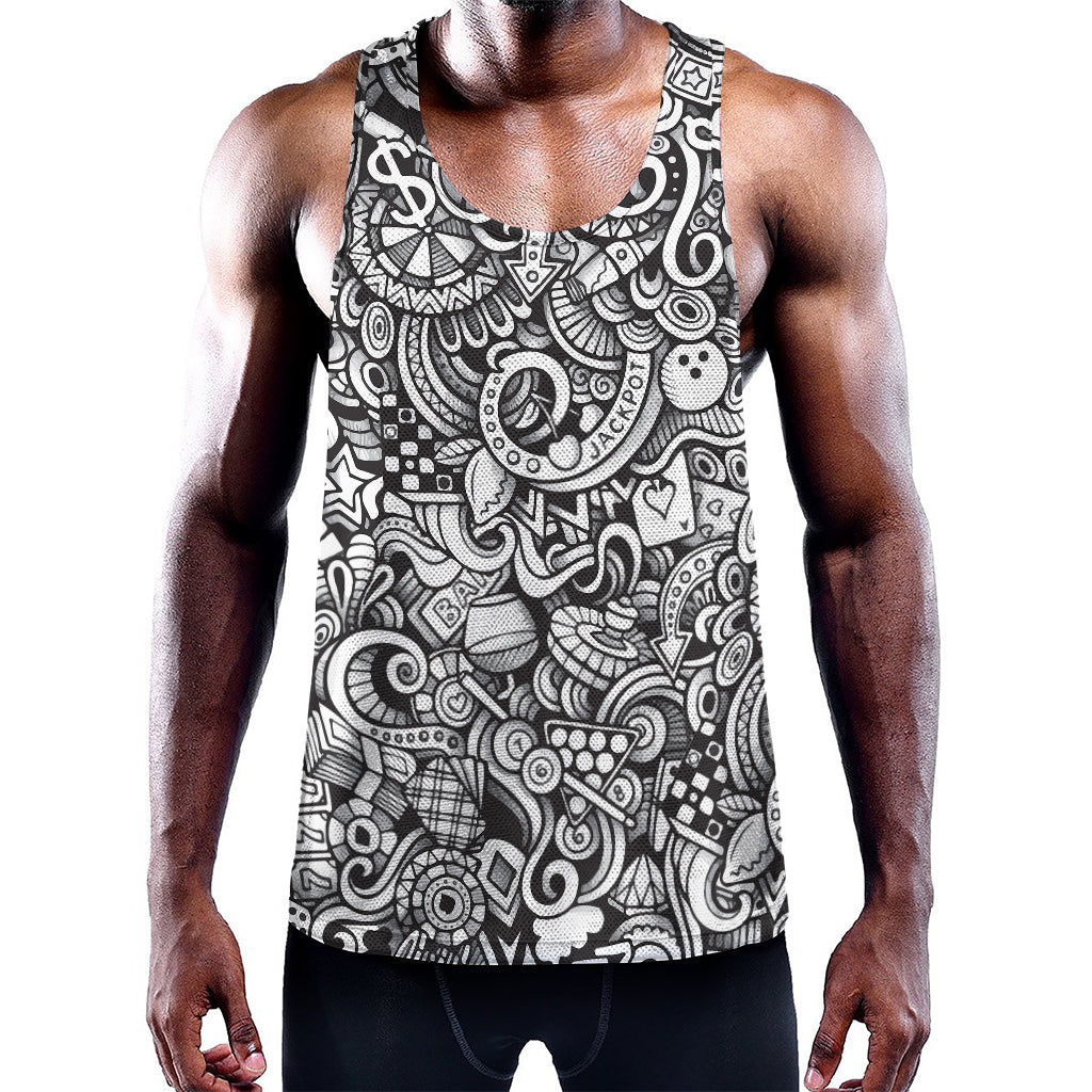 Cartoon Casino Card Pattern Print Training Tank Top