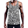 Cartoon Casino Card Pattern Print Men's Workout Tank Top