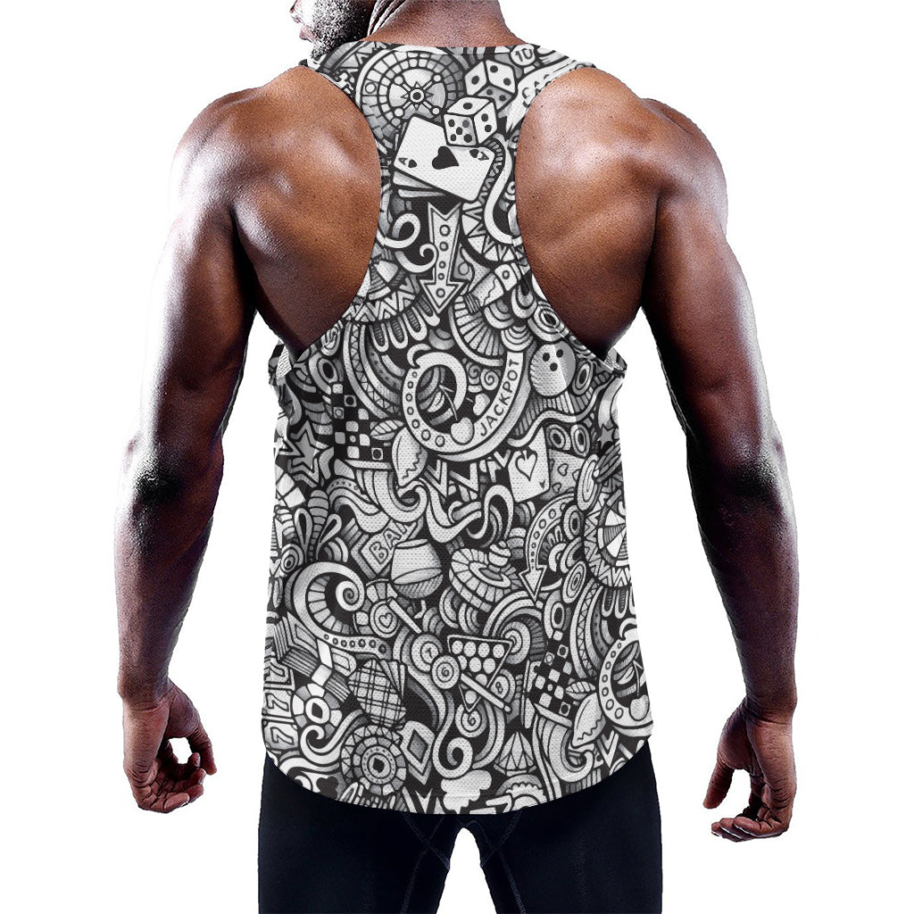 Cartoon Casino Card Pattern Print Training Tank Top