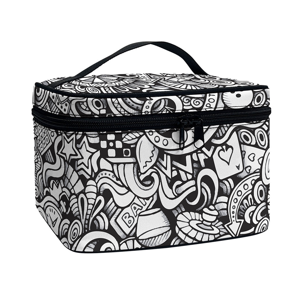 Cartoon Casino Card Pattern Print Travel Makeup Bag