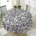 Cartoon Casino Card Pattern Print Waterproof Round Tablecloth