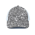 Cartoon Casino Card Pattern Print White Mesh Trucker Hat