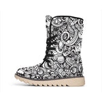 Cartoon Casino Card Pattern Print Winter Boots