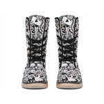 Cartoon Casino Card Pattern Print Winter Boots