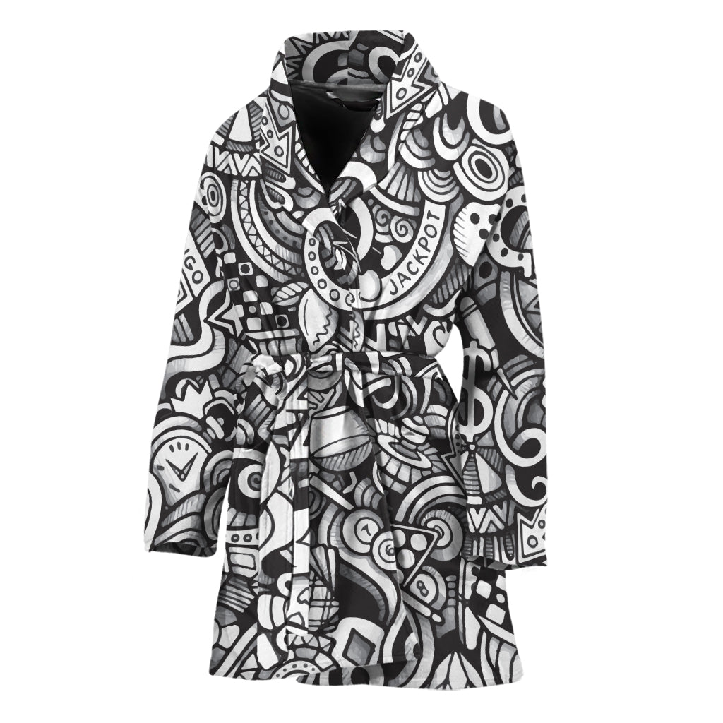 Cartoon Casino Card Pattern Print Women's Bathrobe