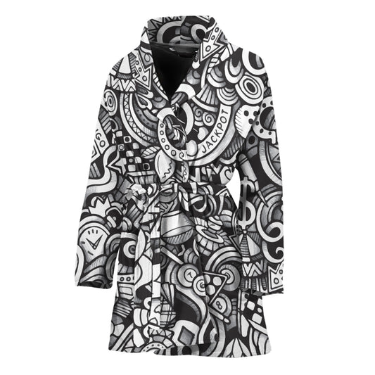 Cartoon Casino Card Pattern Print Women's Bathrobe