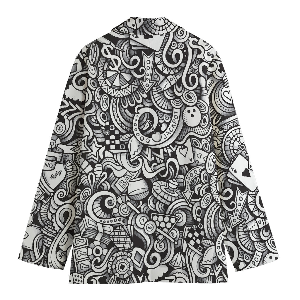 Cartoon Casino Card Pattern Print Women's Blazer