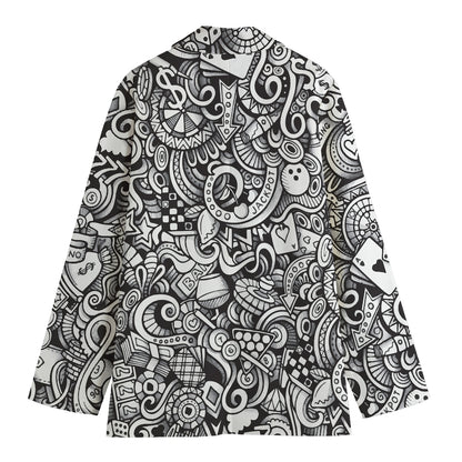 Cartoon Casino Card Pattern Print Women's Blazer