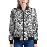 Cartoon Casino Card Pattern Print Women's Bomber Jacket