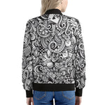 Cartoon Casino Card Pattern Print Women's Bomber Jacket