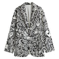 Cartoon Casino Card Pattern Print Women's Cotton Blazer